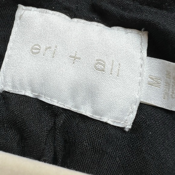 Anthropologie‎ Eri Ali Black Short Dress Embroidered Flowers Ruffled Sleeves M - Picture 3 of 10